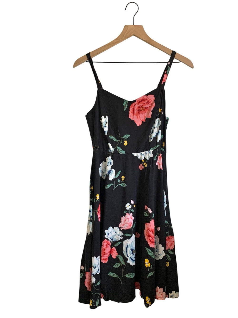 Old Navy New Sleeveless Cami Dress in Black & Rose Floral Print M
